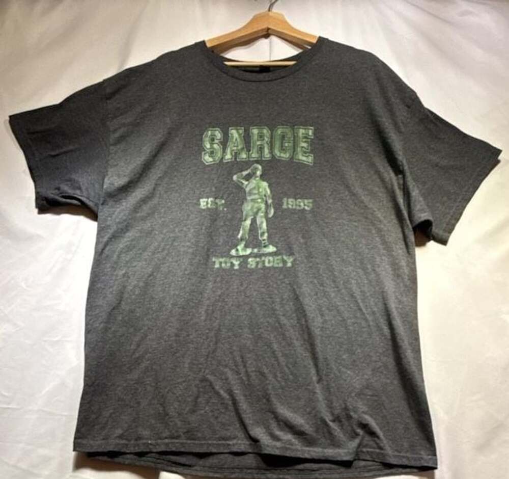 Sarge Toy Story T-Shirt, 2XL, Gray, Distressed Green Print